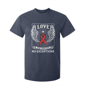 Red Ribbon Christian T Shirt For Kid Cross Minimal Faith HIV Awareness Religious TS14 Navy Print Your Wear