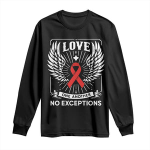 Red Ribbon Christian Long Sleeve Shirt Cross Minimal Faith HIV Awareness Religious TS14 Black Print Your Wear