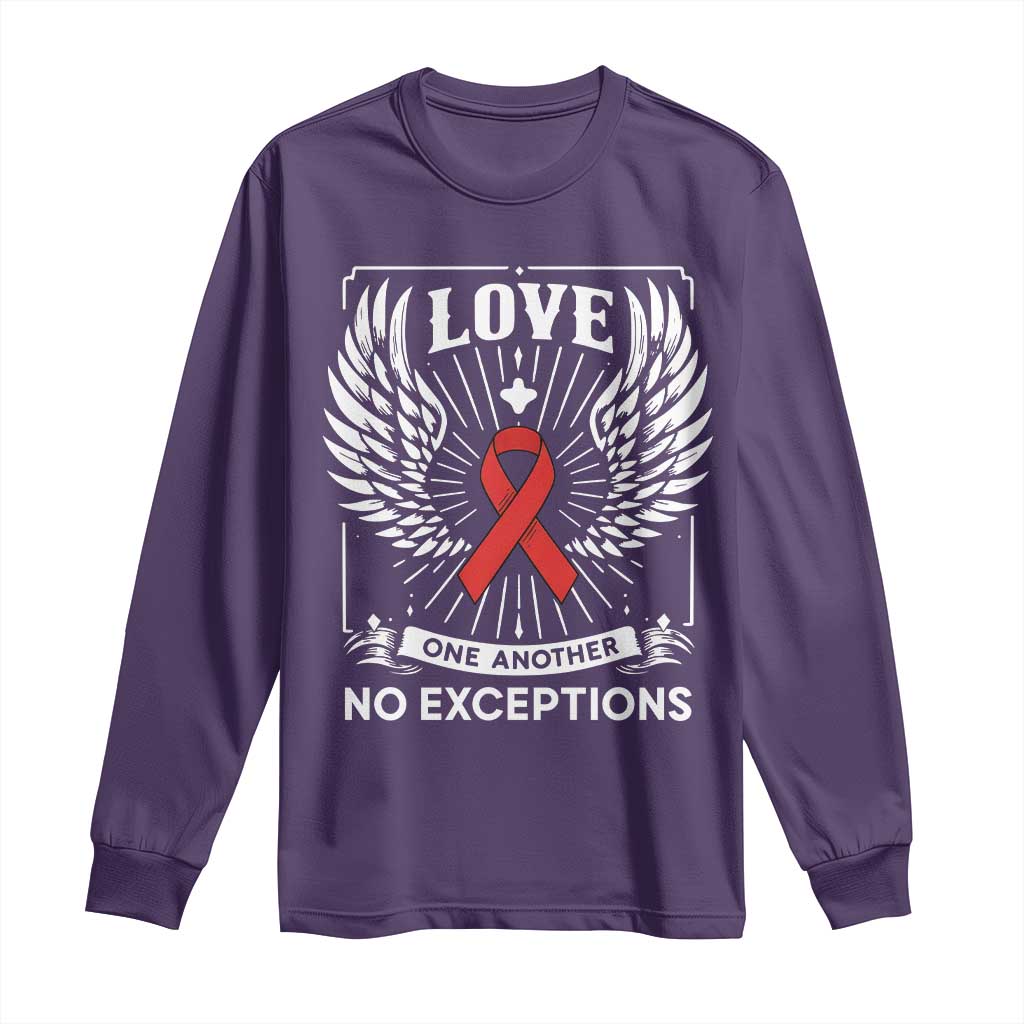 Red Ribbon Christian Long Sleeve Shirt Cross Minimal Faith HIV Awareness Religious TS14 Purple Print Your Wear