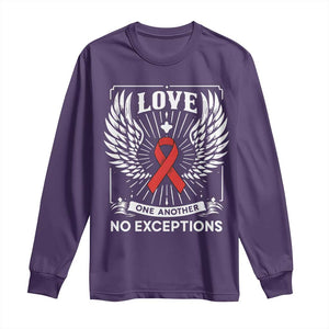 Red Ribbon Christian Long Sleeve Shirt Cross Minimal Faith HIV Awareness Religious TS14 Purple Print Your Wear