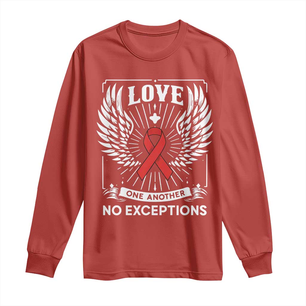Red Ribbon Christian Long Sleeve Shirt Cross Minimal Faith HIV Awareness Religious TS14 Red Print Your Wear