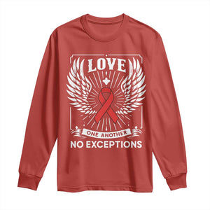Red Ribbon Christian Long Sleeve Shirt Cross Minimal Faith HIV Awareness Religious TS14 Red Print Your Wear