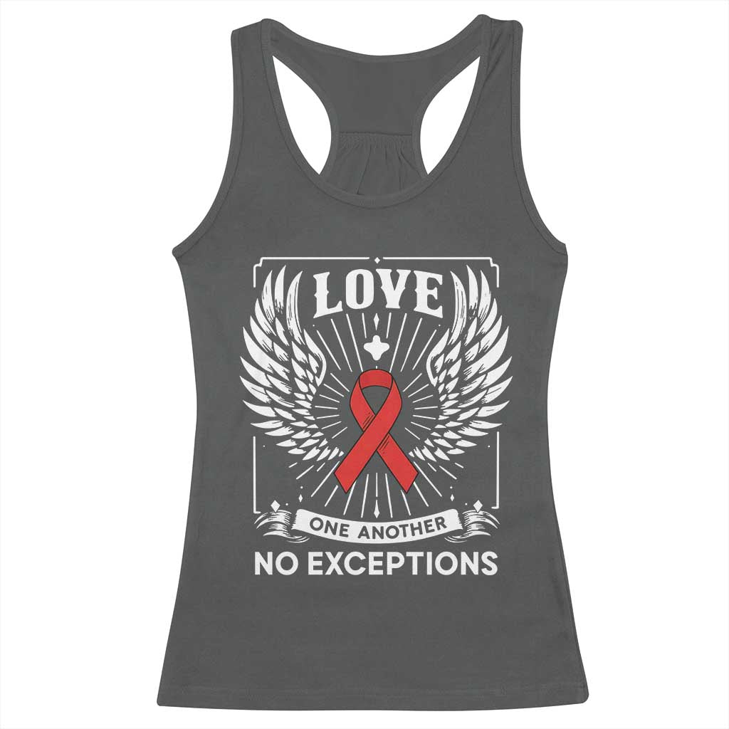 Red Ribbon Christian Racerback Tank Top Cross Minimal Faith HIV Awareness Religious TS14 Dark Heather Print Your Wear