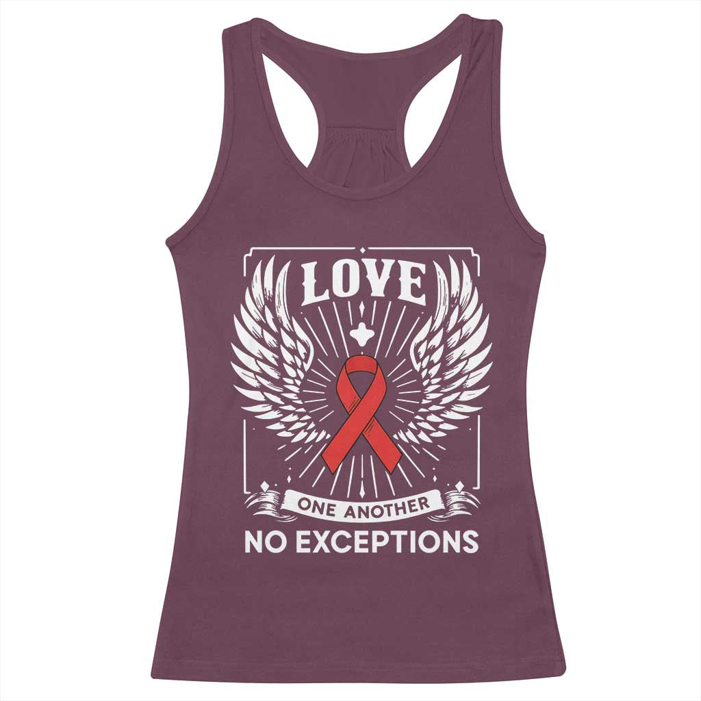 Red Ribbon Christian Racerback Tank Top Cross Minimal Faith HIV Awareness Religious TS14 Maroon Print Your Wear