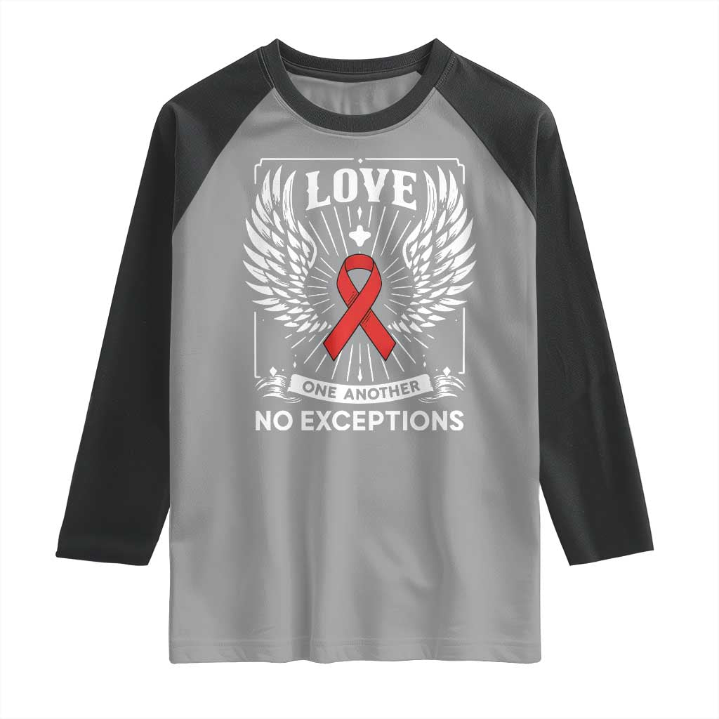 Red Ribbon Christian Raglan Shirt Cross Minimal Faith HIV Awareness Religious TS14 Sport Gray Black Print Your Wear