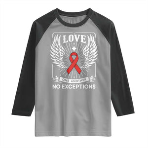 Red Ribbon Christian Raglan Shirt Cross Minimal Faith HIV Awareness Religious TS14 Sport Gray Black Print Your Wear