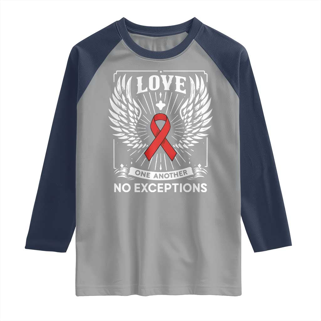 Red Ribbon Christian Raglan Shirt Cross Minimal Faith HIV Awareness Religious TS14 Sport Gray Navy Print Your Wear