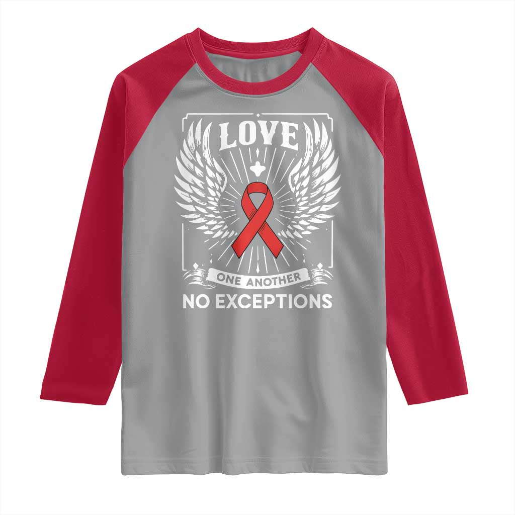 Red Ribbon Christian Raglan Shirt Cross Minimal Faith HIV Awareness Religious TS14 Sport Gray Red Print Your Wear
