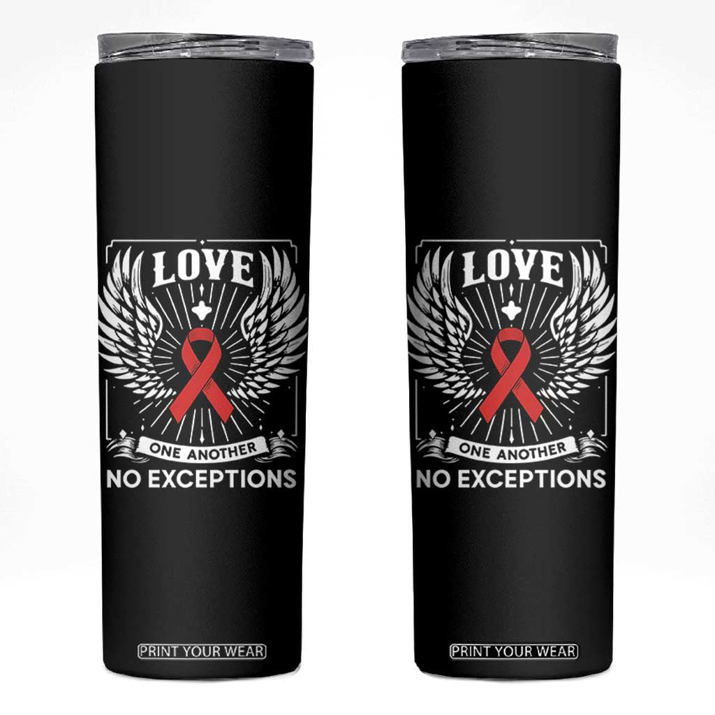 Red Ribbon Christian Skinny Tumbler Cross Minimal Faith HIV Awareness Religious TS14 Black Print Your Wear