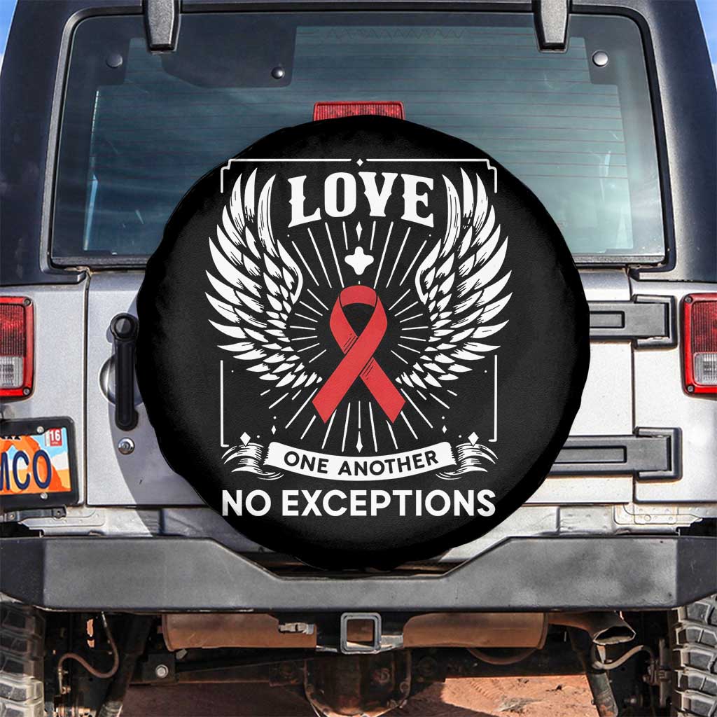 Red Ribbon Christian Spare Tire Cover Cross Minimal Faith HIV Awareness Religious TS14 No hole Black Print Your Wear