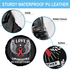 Red Ribbon Christian Spare Tire Cover Cross Minimal Faith HIV Awareness Religious TS14 Print Your Wear