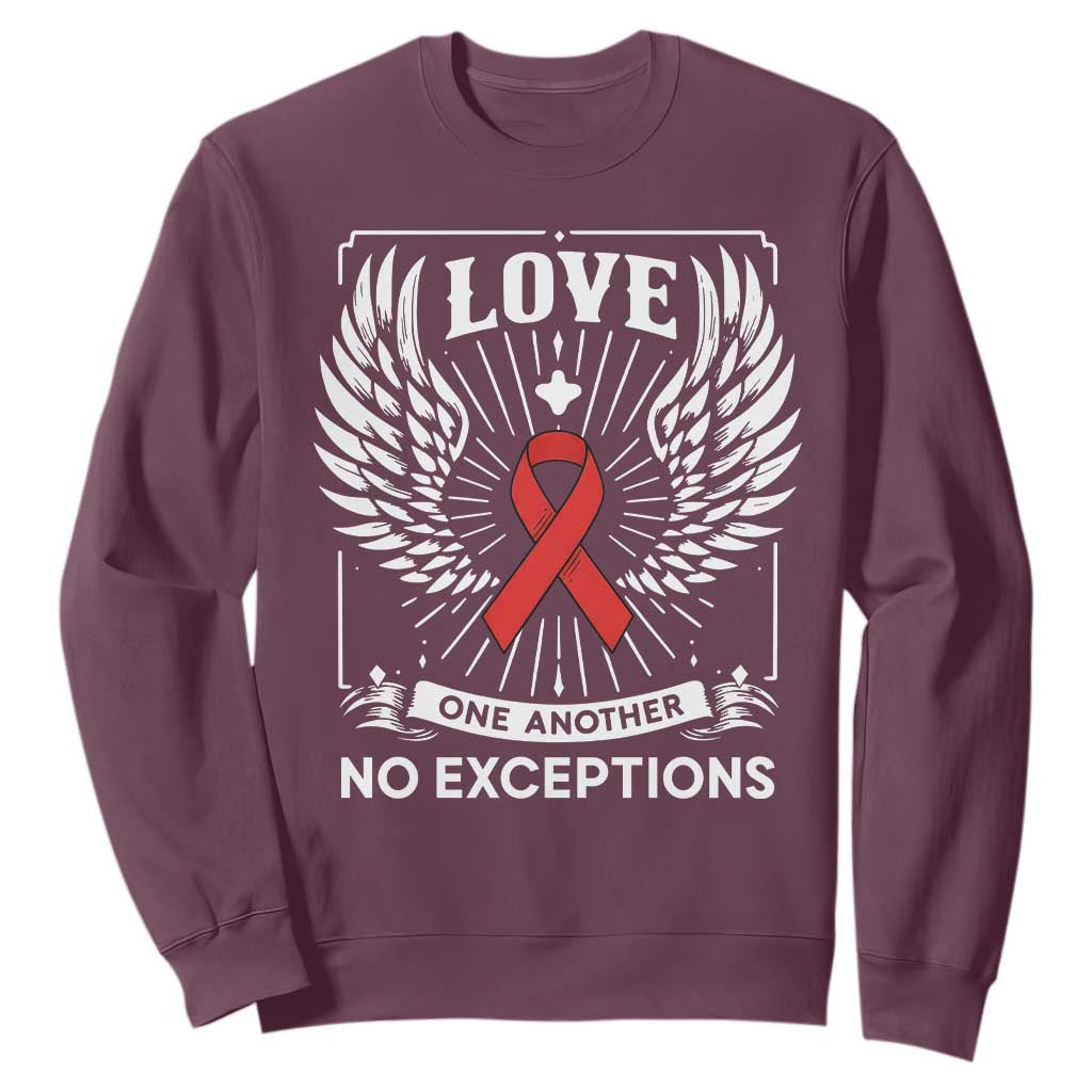 Red Ribbon Christian Sweatshirt Cross Minimal Faith HIV Awareness Religious TS14 Maroon Print Your Wear