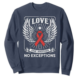 Red Ribbon Christian Sweatshirt Cross Minimal Faith HIV Awareness Religious TS14 Navy Print Your Wear