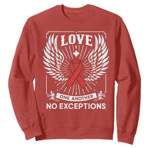 Red Ribbon Christian Sweatshirt Cross Minimal Faith HIV Awareness Religious TS14 Red Print Your Wear