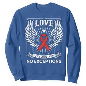 Red Ribbon Christian Sweatshirt Cross Minimal Faith HIV Awareness Religious TS14 Royal Blue Print Your Wear