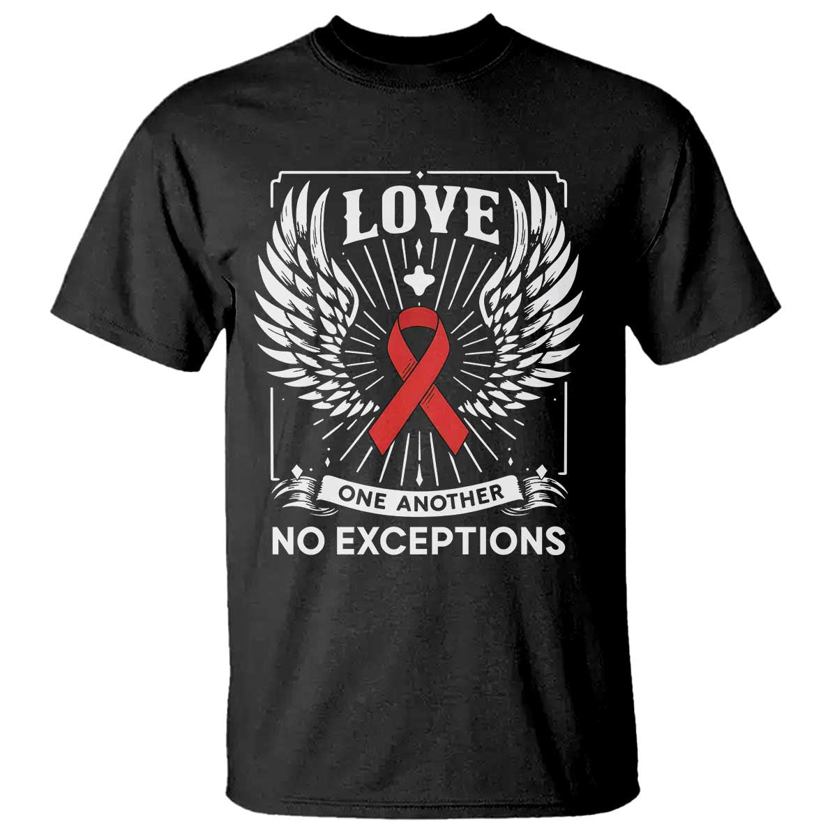 Red Ribbon Christian T Shirt Cross Minimal Faith HIV Awareness Religious TS14 Black Print Your Wear