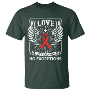Red Ribbon Christian T Shirt Cross Minimal Faith HIV Awareness Religious TS14 Dark Forest Green Print Your Wear