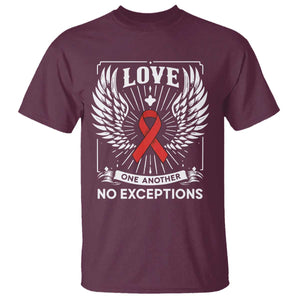 Red Ribbon Christian T Shirt Cross Minimal Faith HIV Awareness Religious TS14 Maroon Print Your Wear
