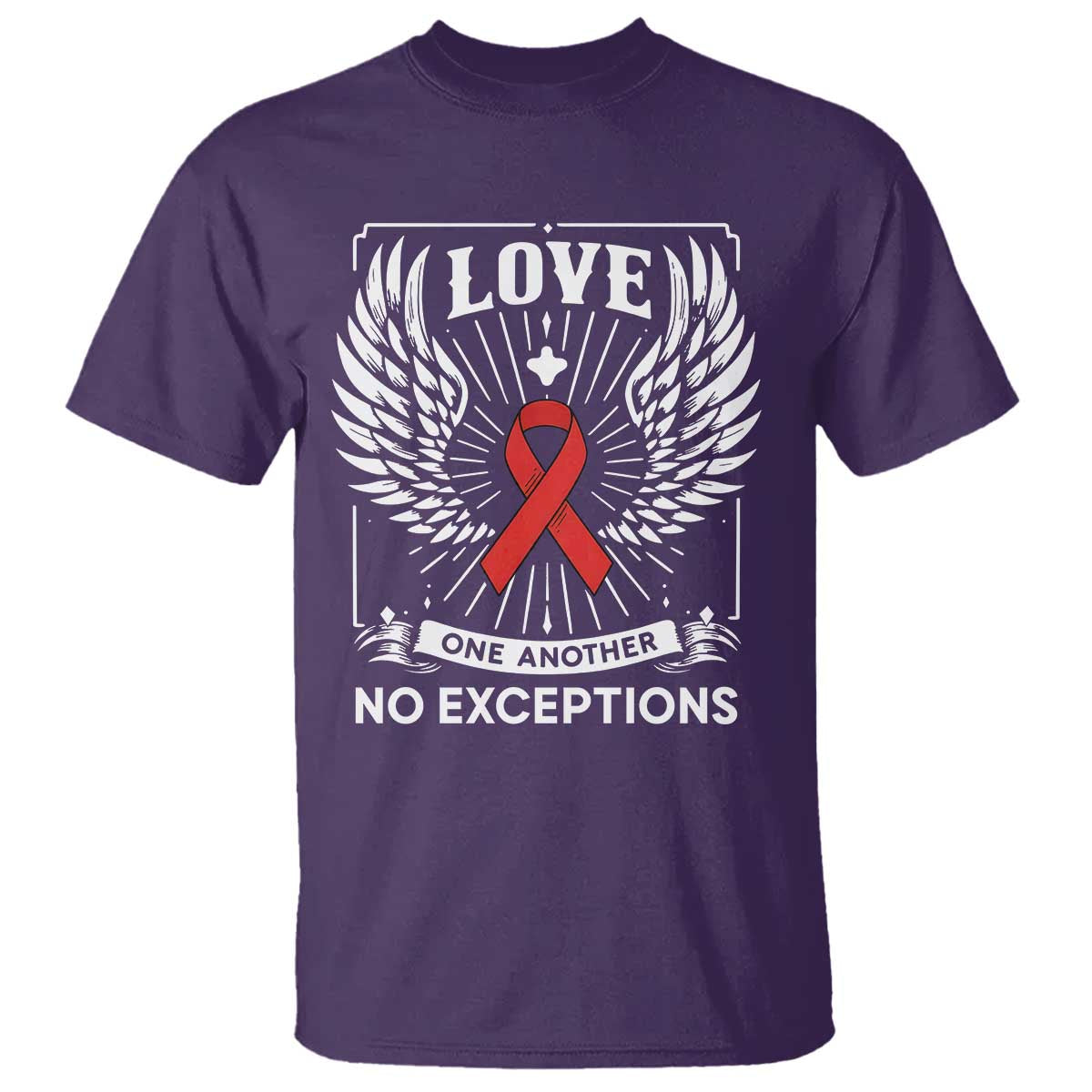 Red Ribbon Christian T Shirt Cross Minimal Faith HIV Awareness Religious TS14 Purple Print Your Wear