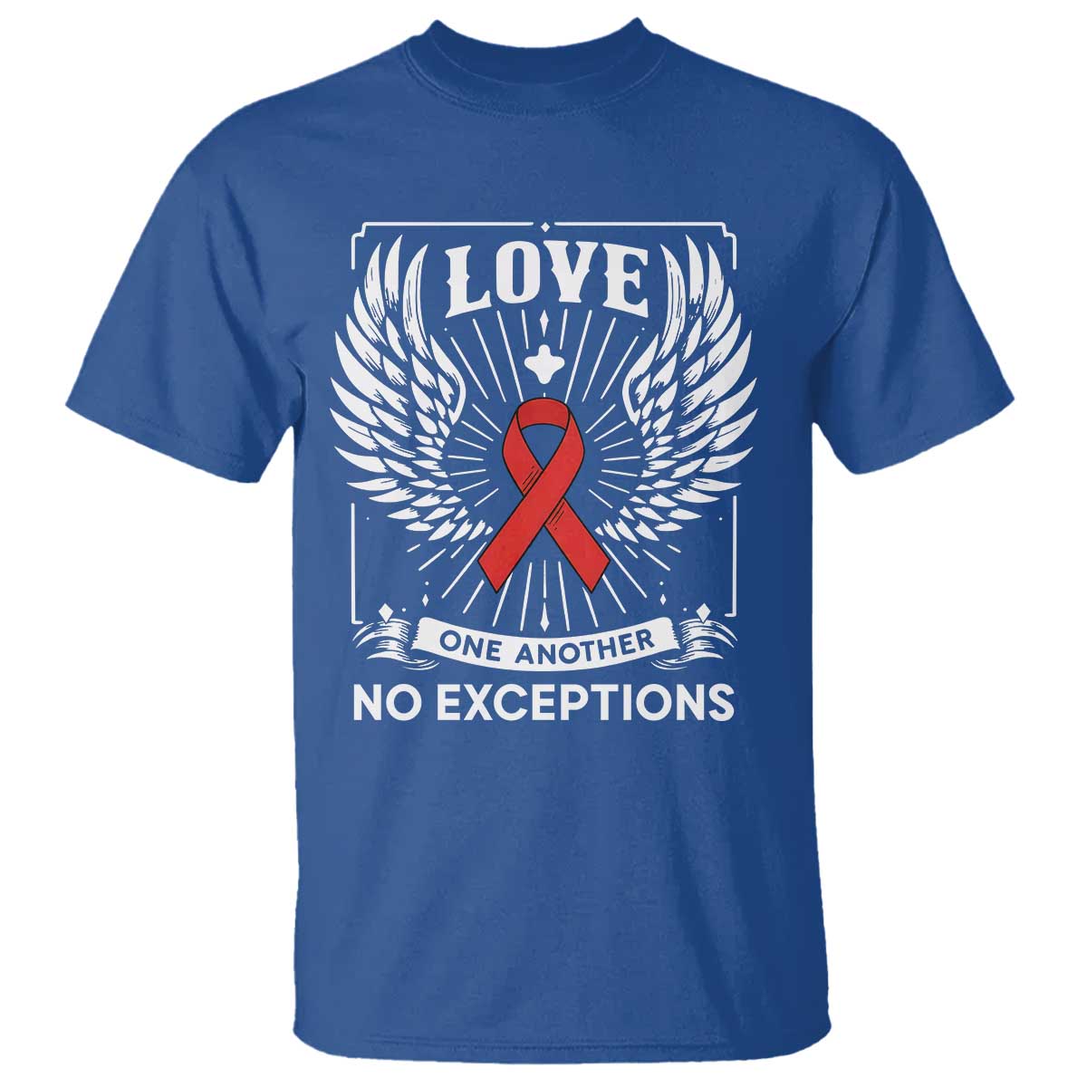 Red Ribbon Christian T Shirt Cross Minimal Faith HIV Awareness Religious TS14 Royal Blue Print Your Wear