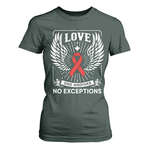 Red Ribbon Christian T Shirt For Women Cross Minimal Faith HIV Awareness Religious TS14 Dark Forest Green Print Your Wear
