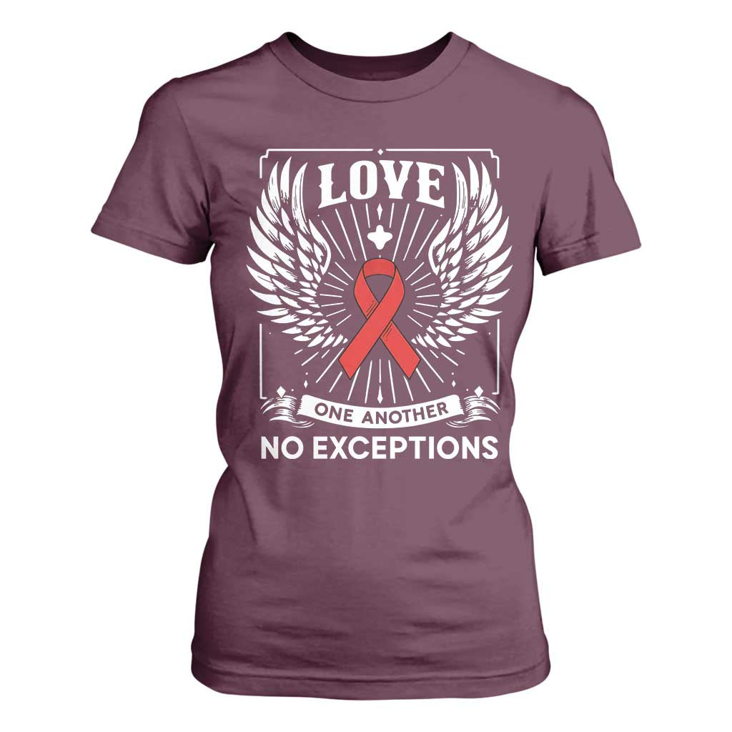 Red Ribbon Christian T Shirt For Women Cross Minimal Faith HIV Awareness Religious TS14 Maroon Print Your Wear