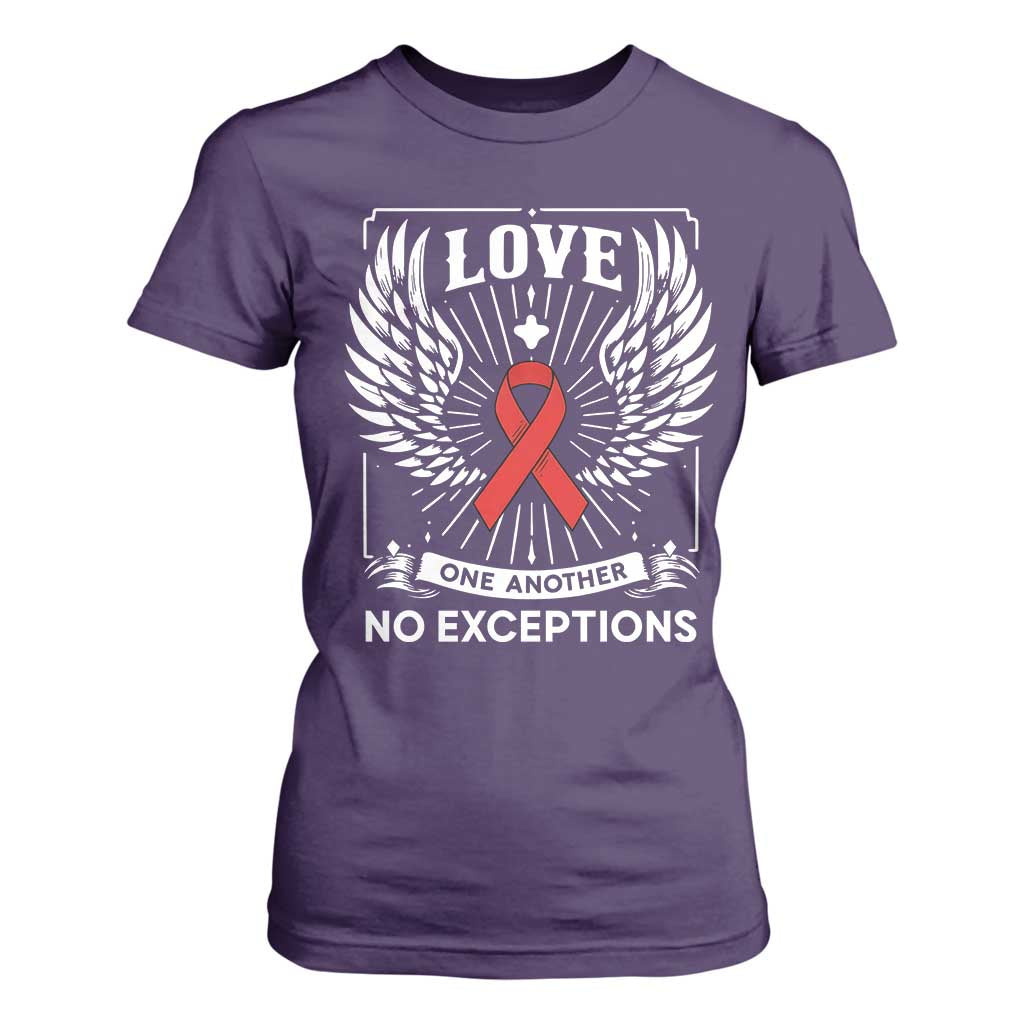 Red Ribbon Christian T Shirt For Women Cross Minimal Faith HIV Awareness Religious TS14 Purple Print Your Wear