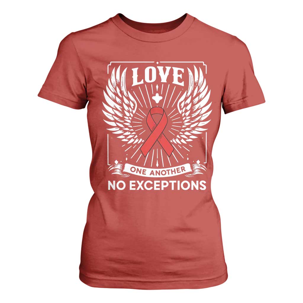 Red Ribbon Christian T Shirt For Women Cross Minimal Faith HIV Awareness Religious TS14 Red Print Your Wear