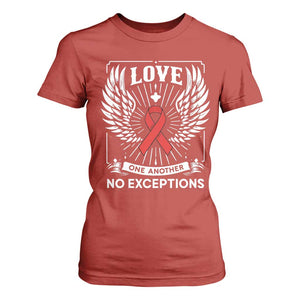 Red Ribbon Christian T Shirt For Women Cross Minimal Faith HIV Awareness Religious TS14 Red Print Your Wear