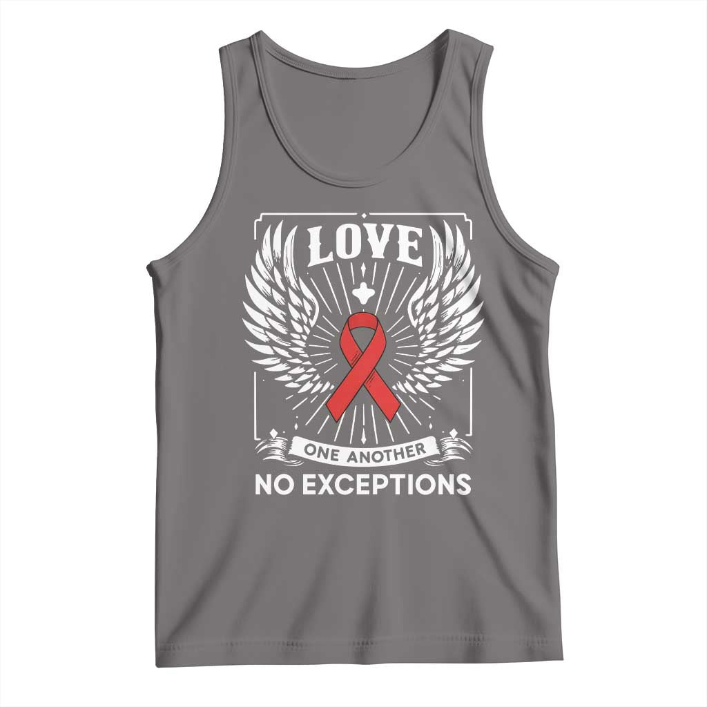 Red Ribbon Christian Tank Top Cross Minimal Faith HIV Awareness Religious TS14 Deep Heather Print Your Wear