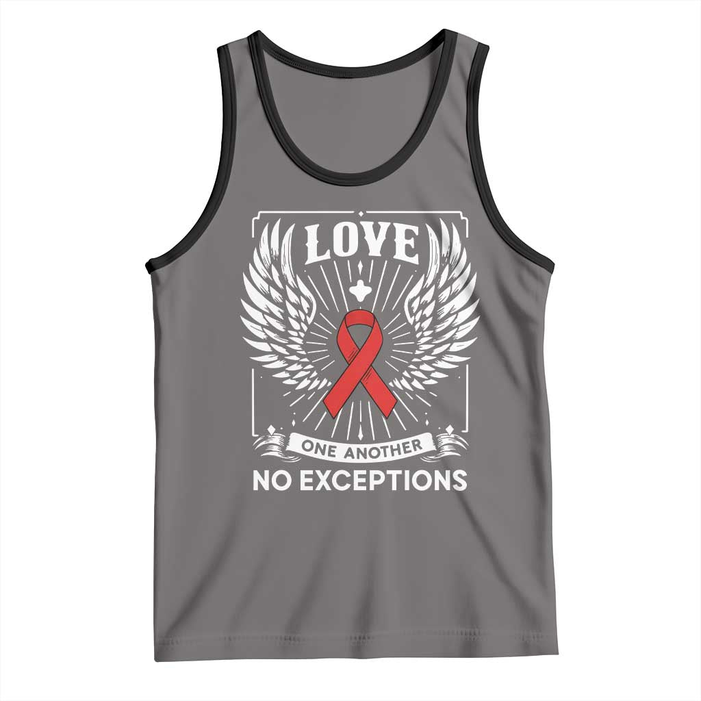 Red Ribbon Christian Tank Top Cross Minimal Faith HIV Awareness Religious TS14 Deep Heather Black Print Your Wear