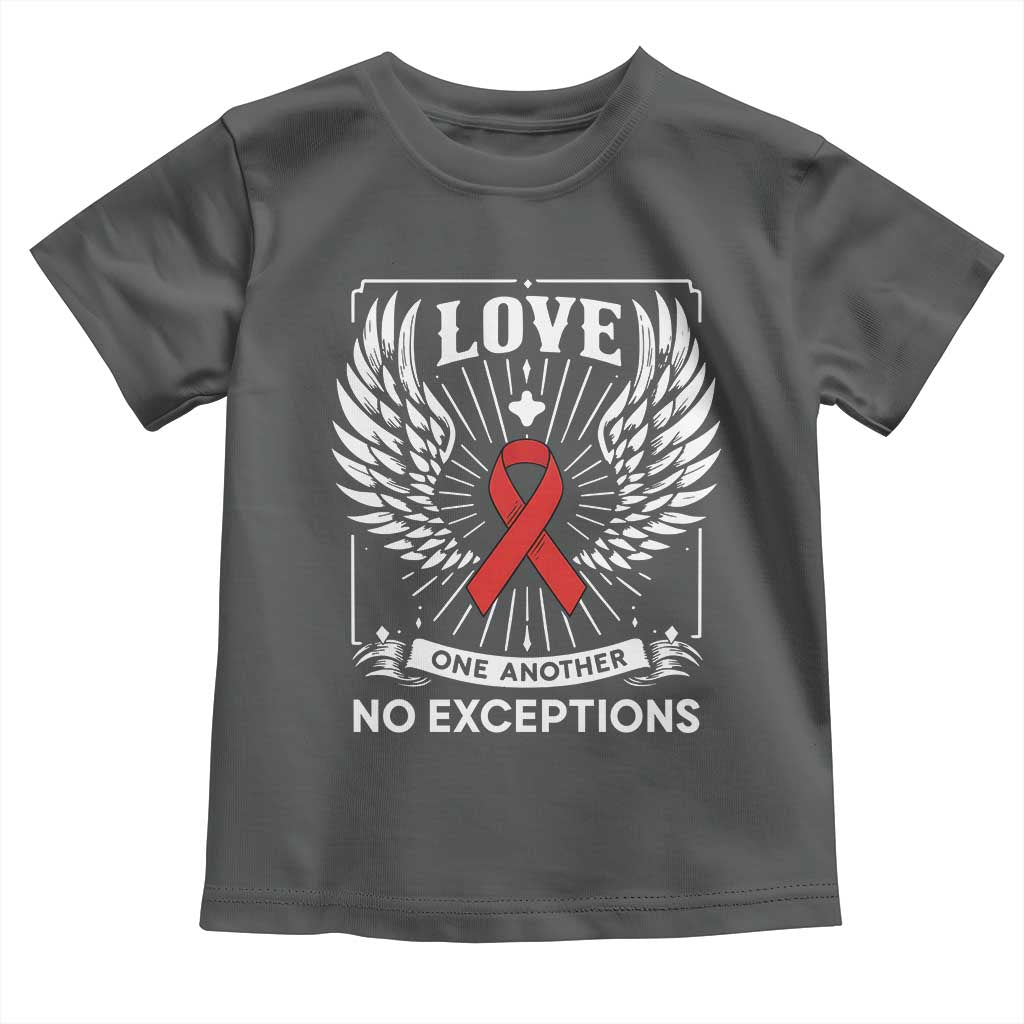 Red Ribbon Christian Toddler T Shirt Cross Minimal Faith HIV Awareness Religious TS14 Dark Heather Print Your Wear