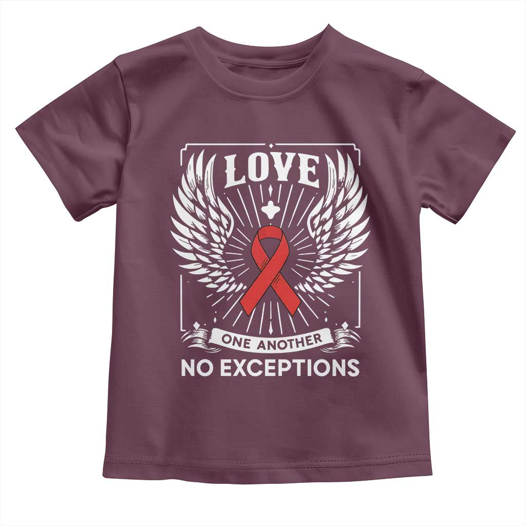 Red Ribbon Christian Toddler T Shirt Cross Minimal Faith HIV Awareness Religious TS14 Maroon Print Your Wear