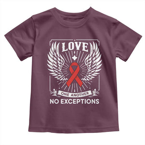 Red Ribbon Christian Toddler T Shirt Cross Minimal Faith HIV Awareness Religious TS14 Maroon Print Your Wear