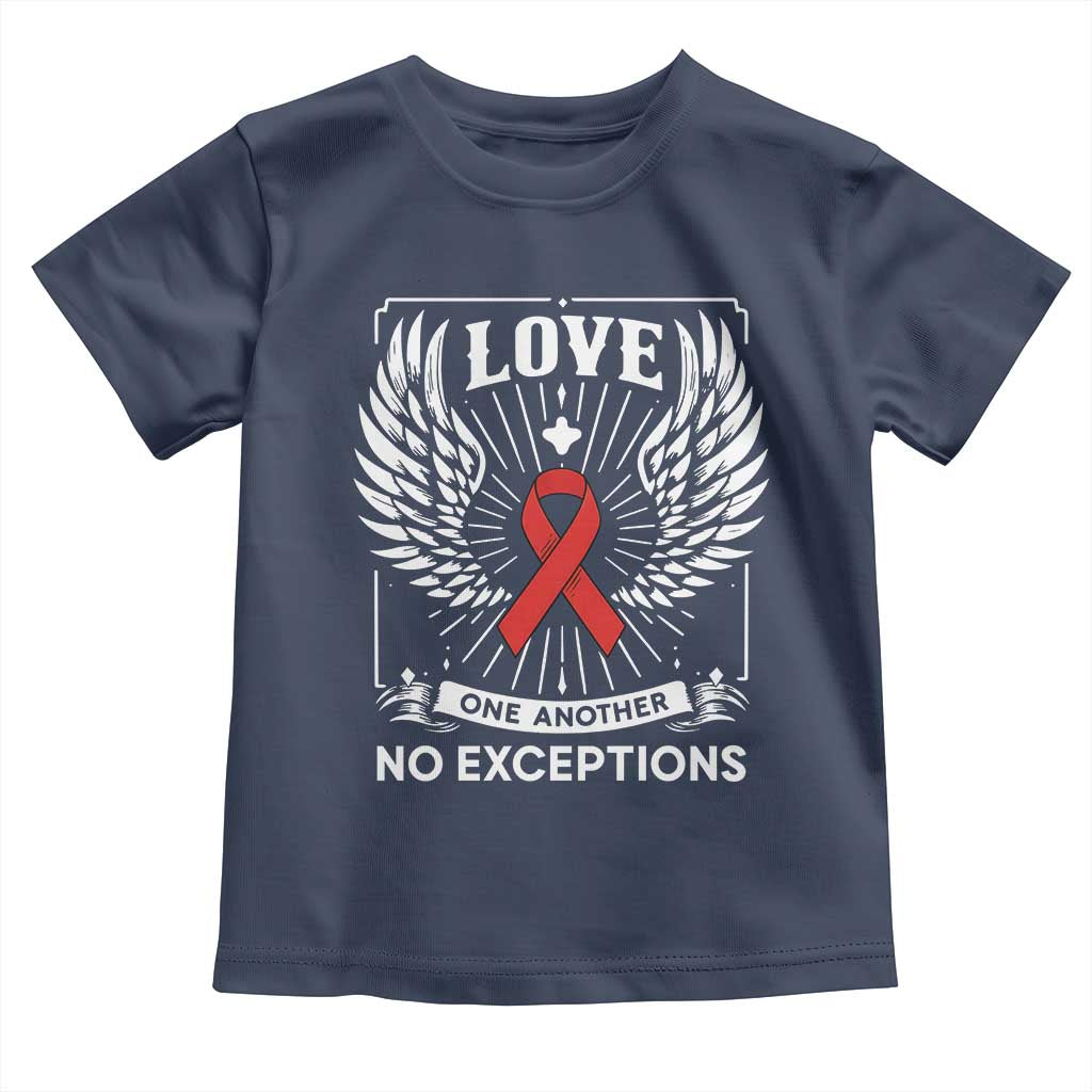 Red Ribbon Christian Toddler T Shirt Cross Minimal Faith HIV Awareness Religious TS14 Navy Print Your Wear