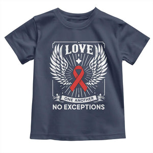 Red Ribbon Christian Toddler T Shirt Cross Minimal Faith HIV Awareness Religious TS14 Navy Print Your Wear