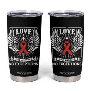 Red Ribbon Christian Tumbler Cup Cross Minimal Faith HIV Awareness Religious TS14 Black Print Your Wear