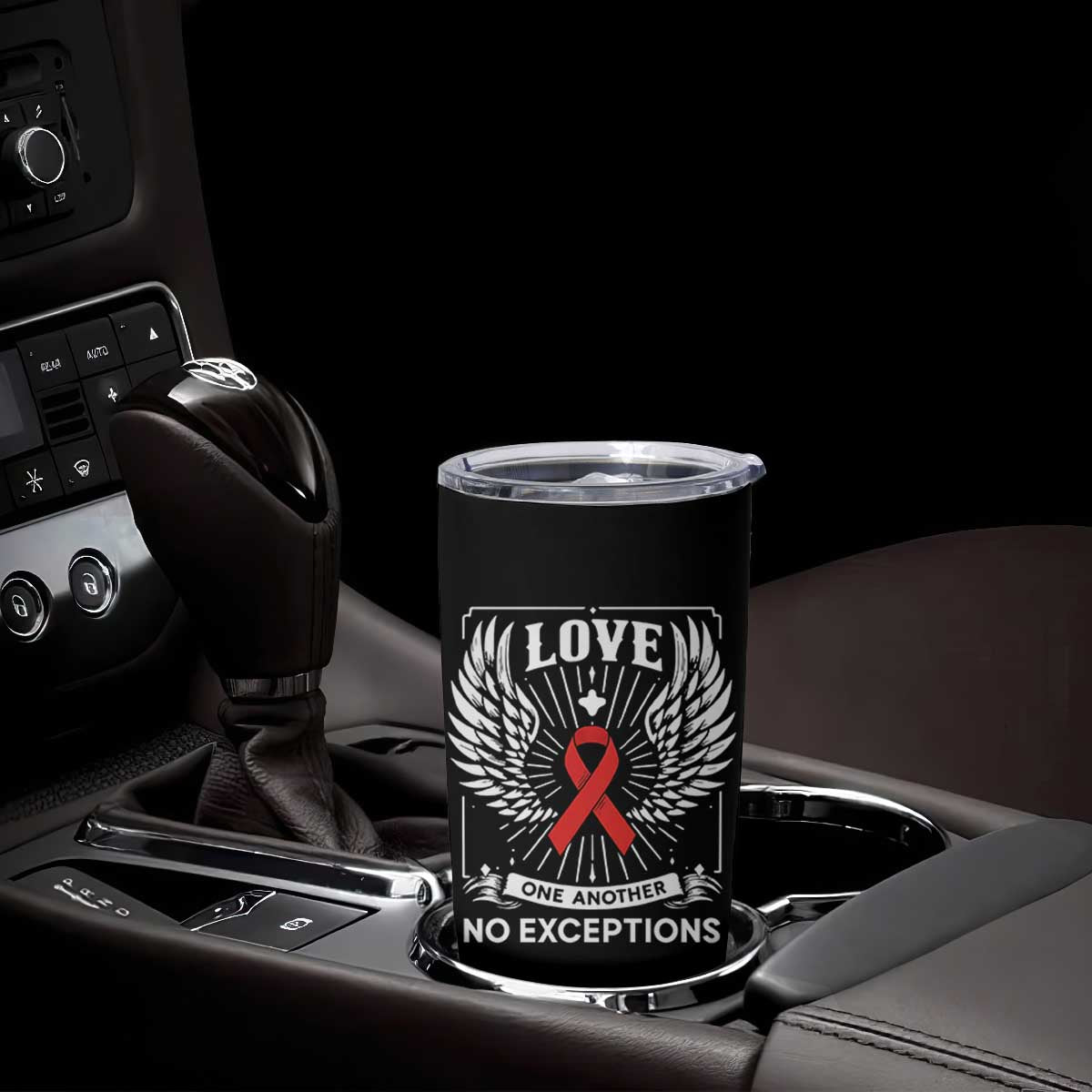 Red Ribbon Christian Tumbler Cup Cross Minimal Faith HIV Awareness Religious TS14 Print Your Wear