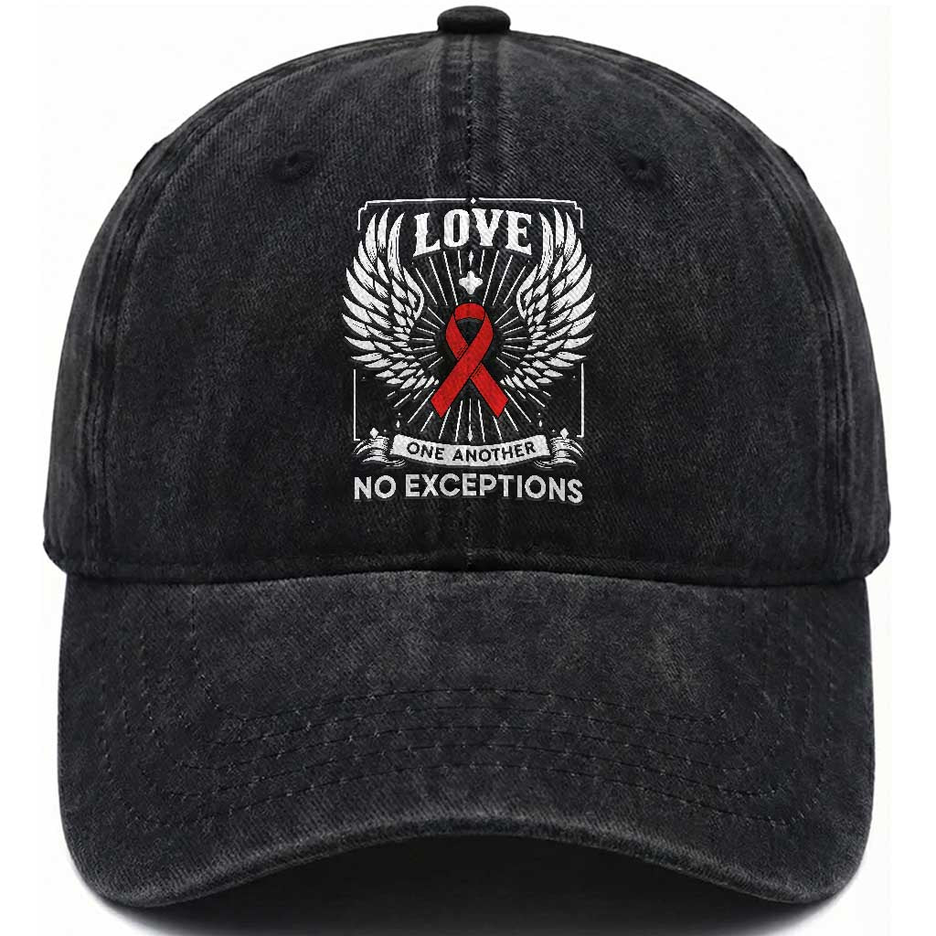 Red Ribbon Christian Washed Cotton Baseball Cap Cross Minimal Faith HIV Awareness Religious TS14 Washed Cap Universal Fit Black Print Your Wear