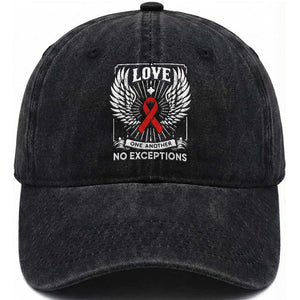Red Ribbon Christian Washed Cotton Baseball Cap Cross Minimal Faith HIV Awareness Religious TS14 Washed Cap Universal Fit Black Print Your Wear