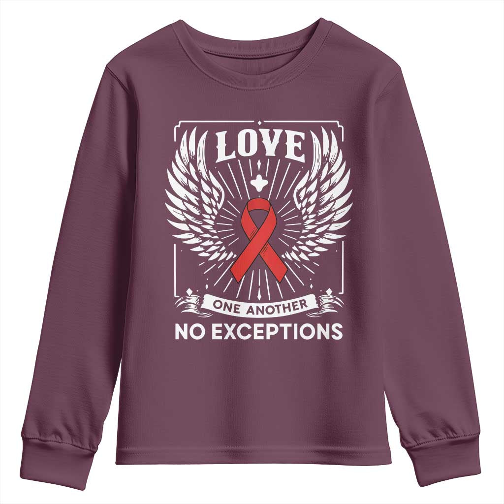 Red Ribbon Christian Youth Sweatshirt Cross Minimal Faith HIV Awareness Religious TS14 Maroon Print Your Wear