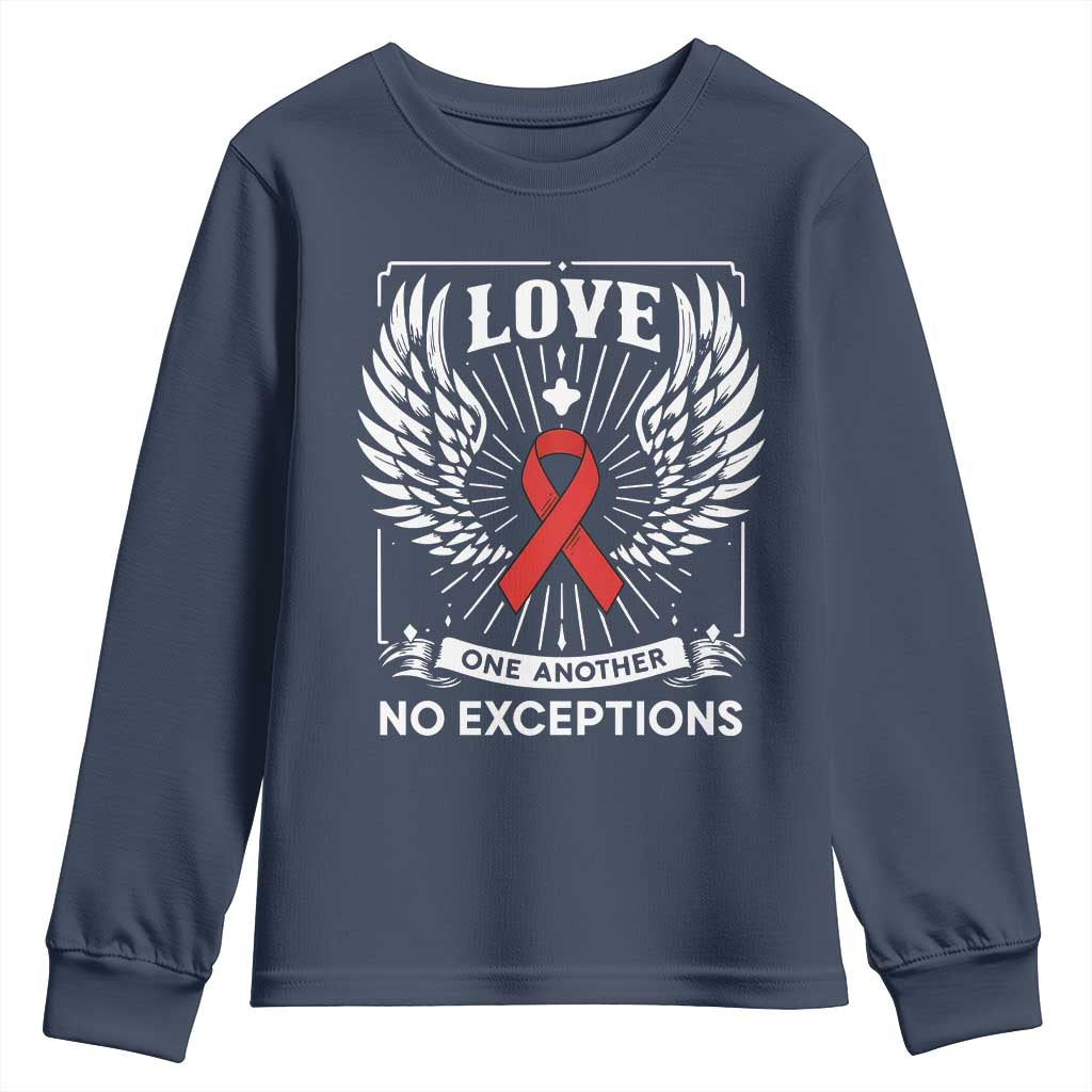Red Ribbon Christian Youth Sweatshirt Cross Minimal Faith HIV Awareness Religious TS14 Navy Print Your Wear