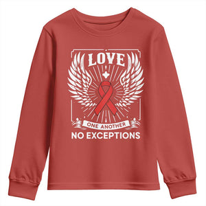 Red Ribbon Christian Youth Sweatshirt Cross Minimal Faith HIV Awareness Religious TS14 Red Print Your Wear