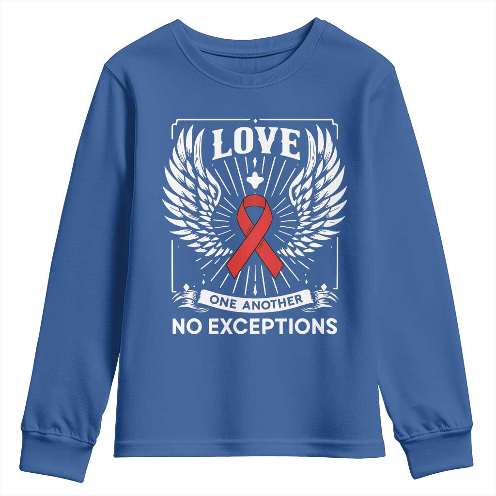 Red Ribbon Christian Youth Sweatshirt Cross Minimal Faith HIV Awareness Religious TS14 Royal Blue Print Your Wear