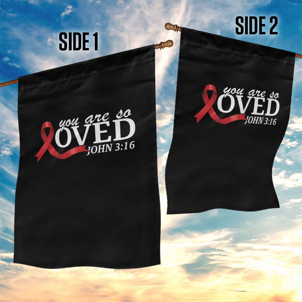 Red Ribbon Christian Garden Flag Cross Bible Verse Inspirational Religious Faith TS14 Print Your Wear