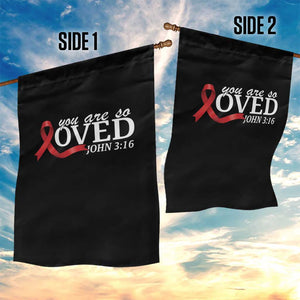 Red Ribbon Christian Garden Flag Cross Bible Verse Inspirational Religious Faith TS14 Print Your Wear