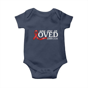 Red Ribbon Christian Baby Onesie Cross Bible Verse Inspirational Religious Faith TS14 Navy Print Your Wear