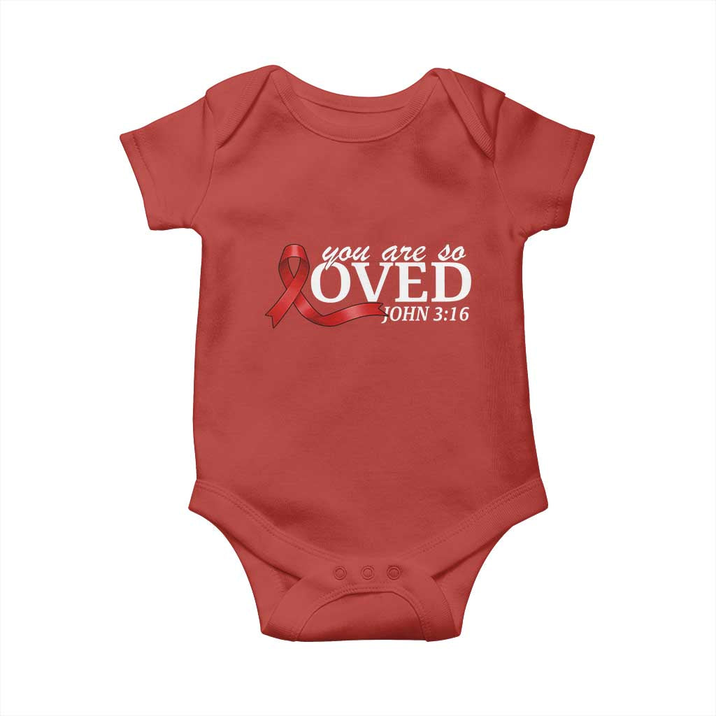 Red Ribbon Christian Baby Onesie Cross Bible Verse Inspirational Religious Faith TS14 Red Print Your Wear