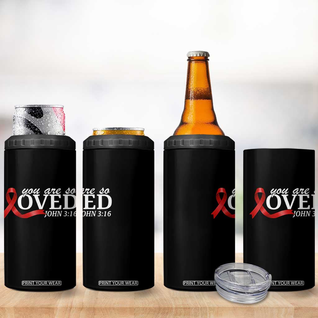 Red Ribbon Christian 4 in 1 Can Cooler Tumbler Cross Bible Verse Inspirational Religious Faith TS14 Print Your Wear