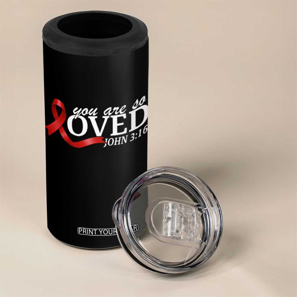 Red Ribbon Christian 4 in 1 Can Cooler Tumbler Cross Bible Verse Inspirational Religious Faith TS14 Print Your Wear